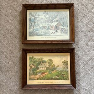 Vintage Currier & Ives Framed Art